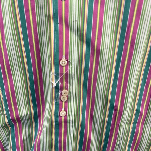 Ralph Lauren Shirt Men's Extra Large Green Pink Striped Philip Sport Cotton XL - Picture 3 of 10